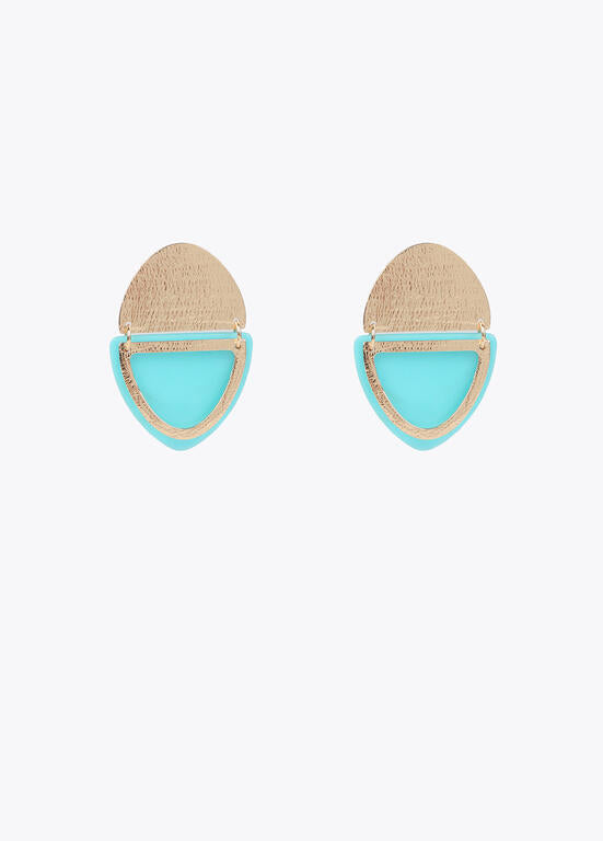 Pendientes LOLA CASADEMUNT doble pieza metal y acrilico METAL-AZUL
